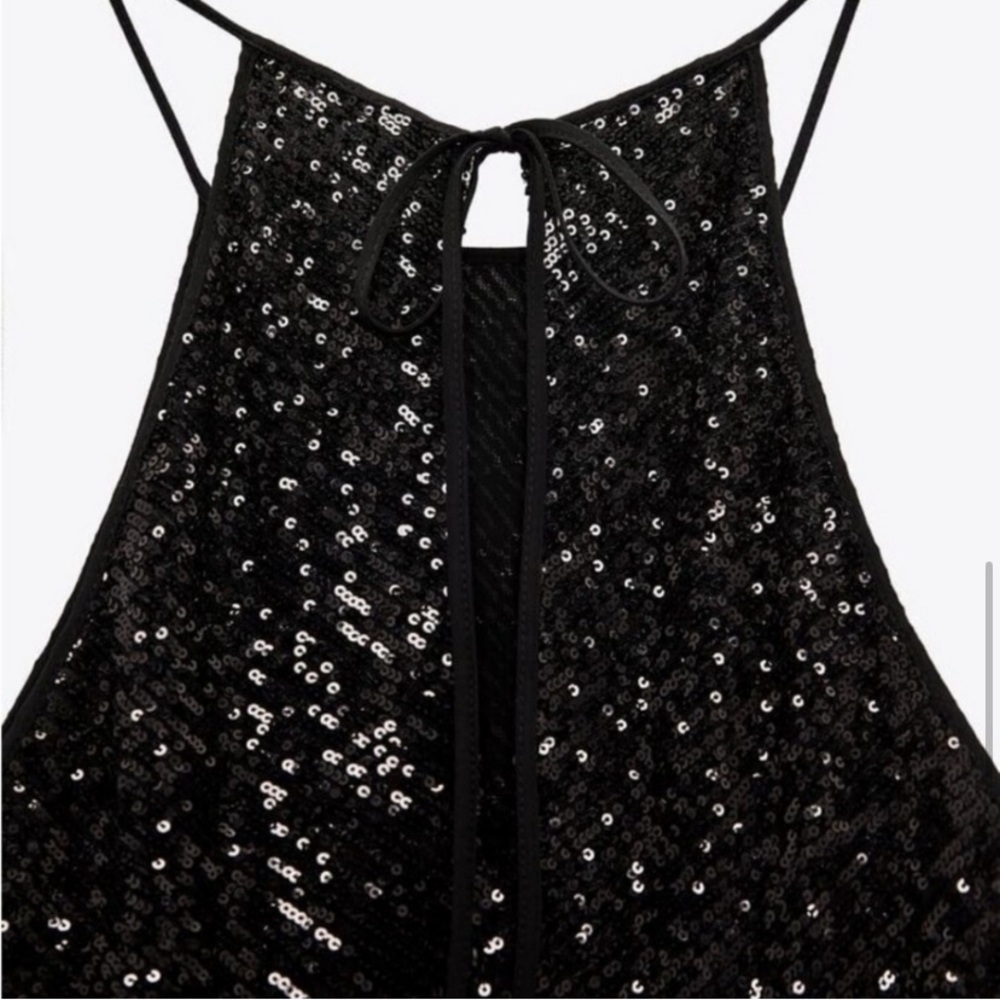 Zara * sequin long dress gown black midi maxi, S - Picture 4 of 9